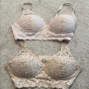 Maidenform Lace Bralette Set - Cream and Tan